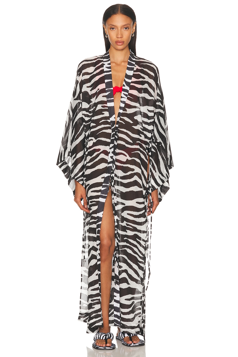 Image 1 of THE ATTICO Zebra Printed Caftan in White & Black