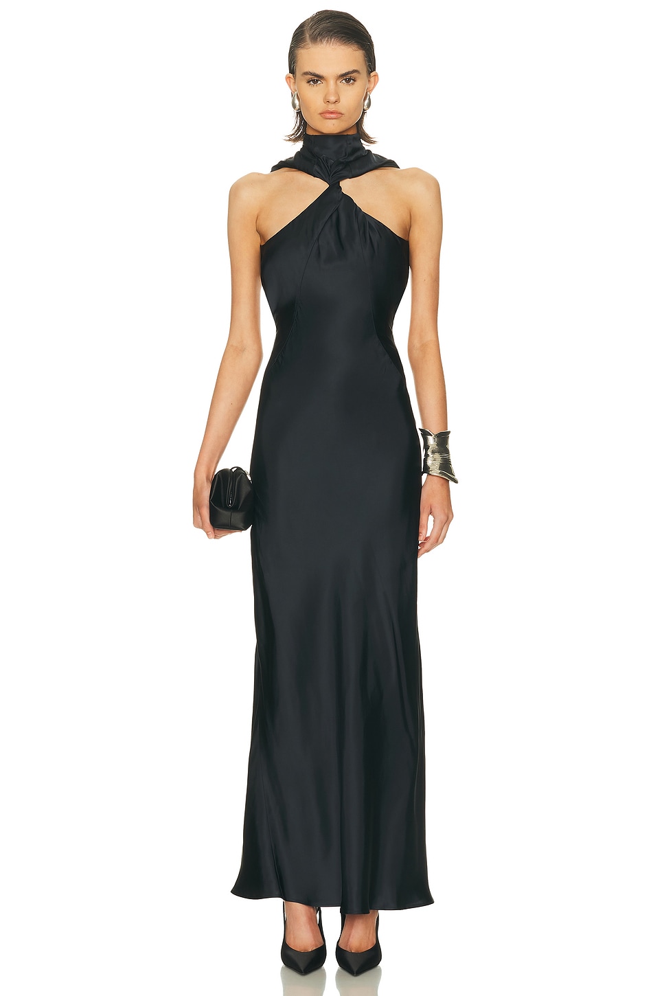 Attico Sleeveless Gown In Black