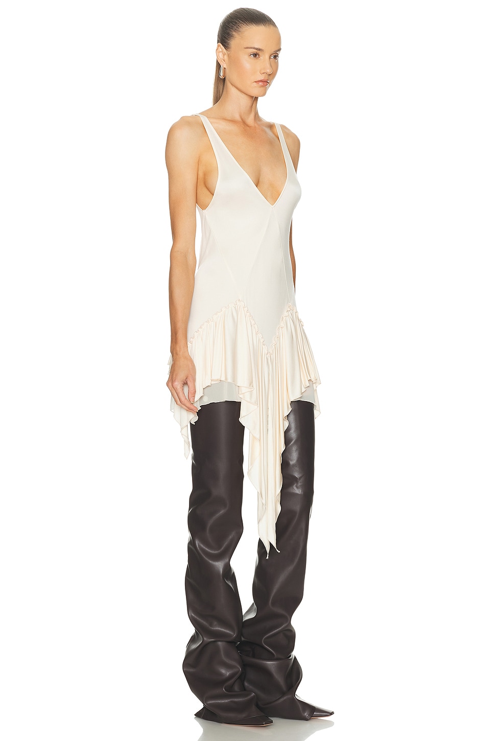 Attico Shiny Sleeveless Mini Dress In White