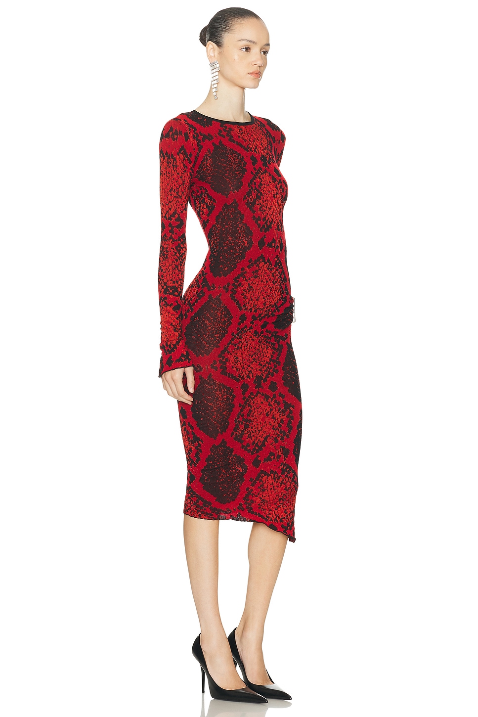 Attico Python Midi Dress In Red