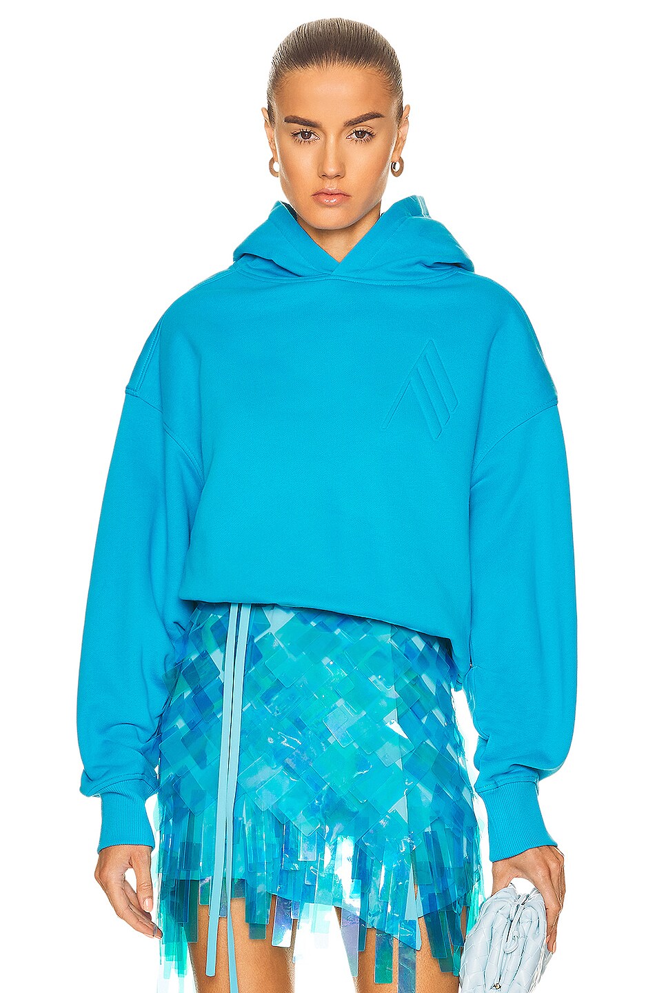 Image 1 of THE ATTICO Maeve Hoodie in Blue Caribbean