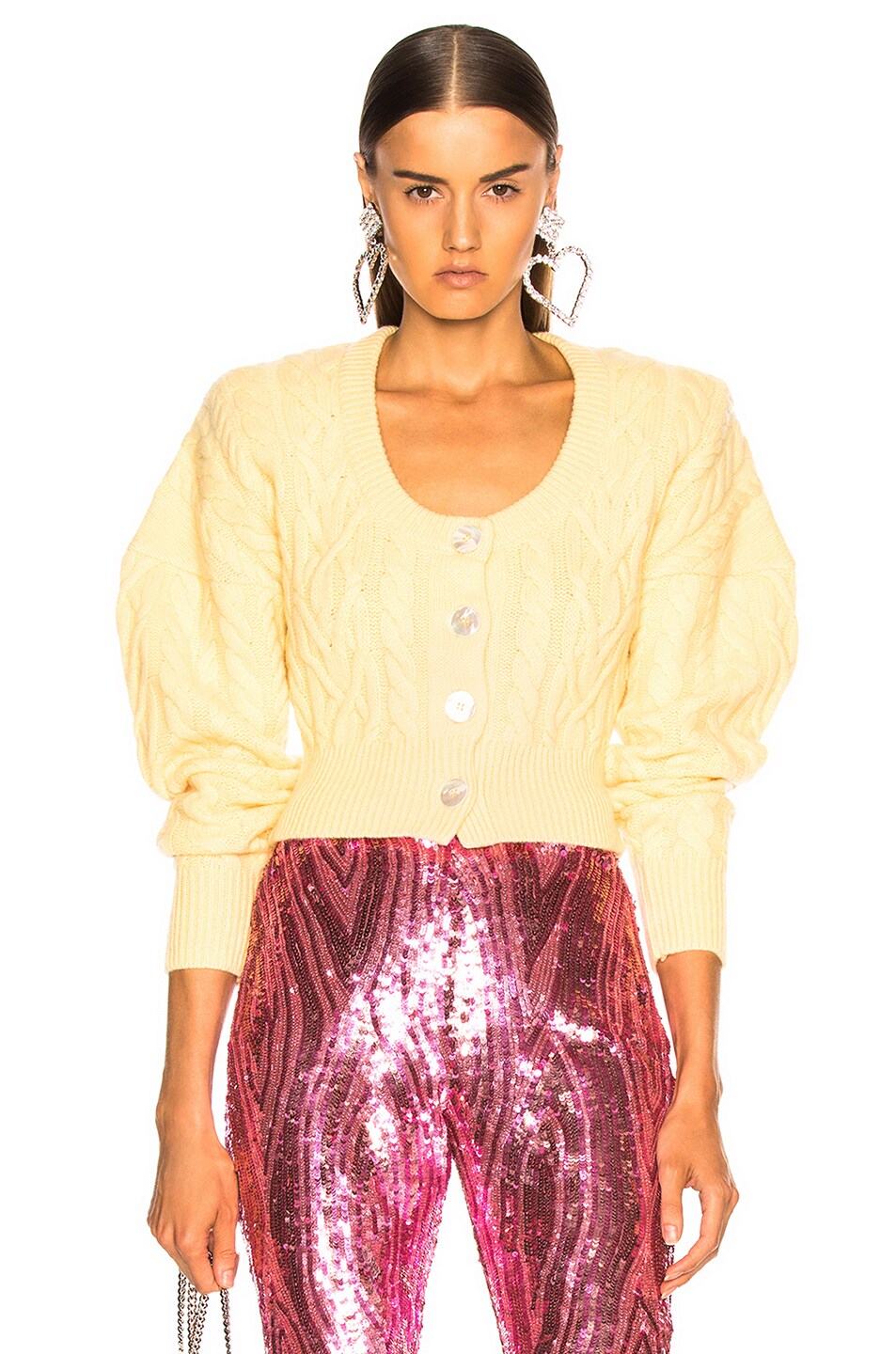 Image 1 of THE ATTICO Cropped Cardigan in Yellow