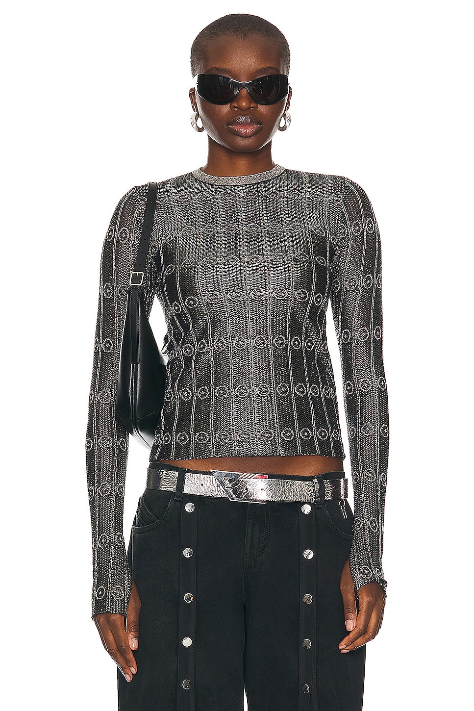 Image 1 of THE ATTICO Light Sweater in Black & Silver