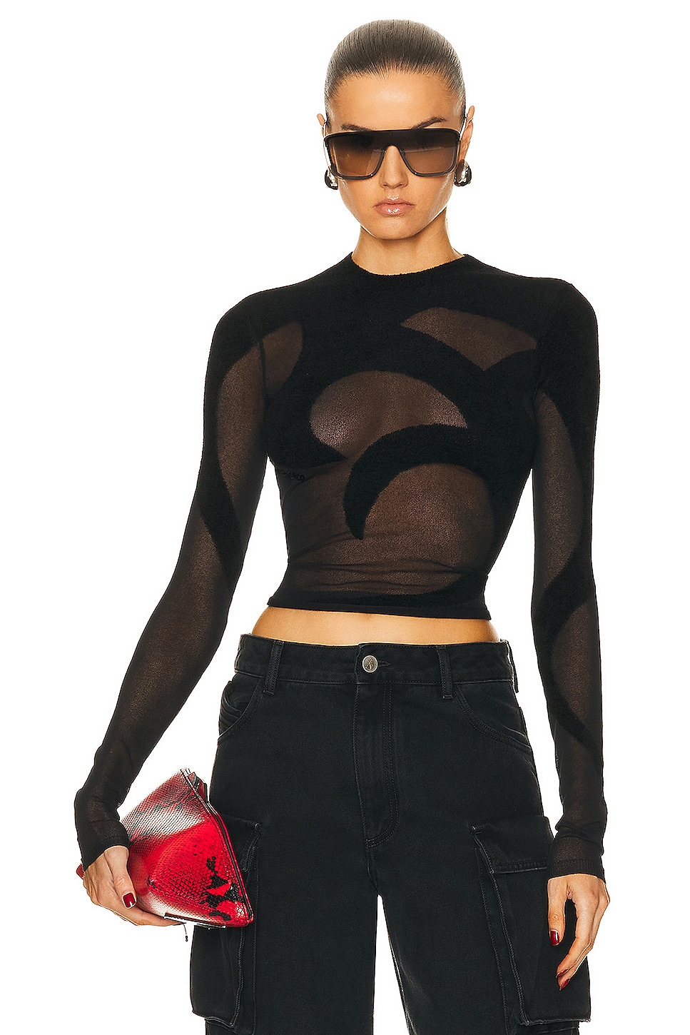 Image 1 of THE ATTICO Chiffon Sweater in Black