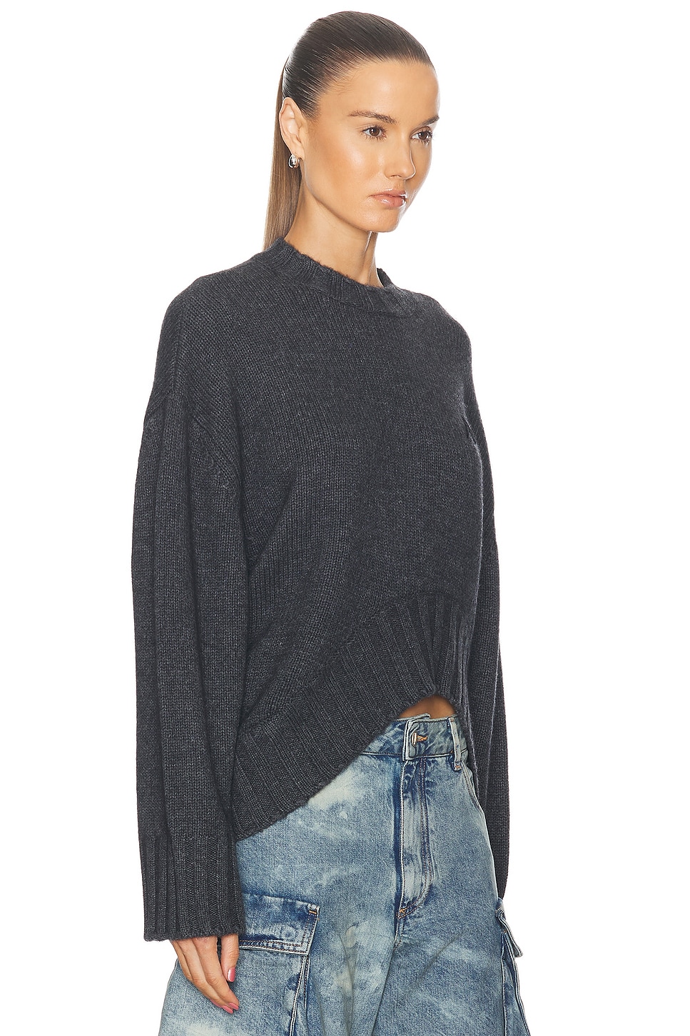 Shop Attico Oversized Sweater In Grey