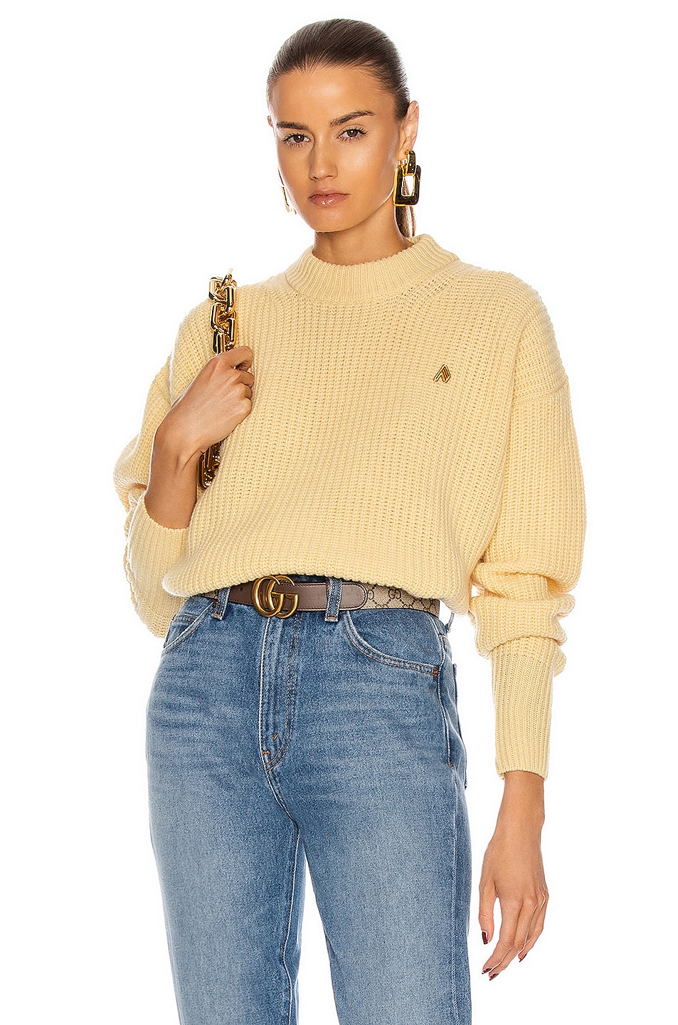 Image 1 of THE ATTICO Ribbed Sweater in Pale Yellow
