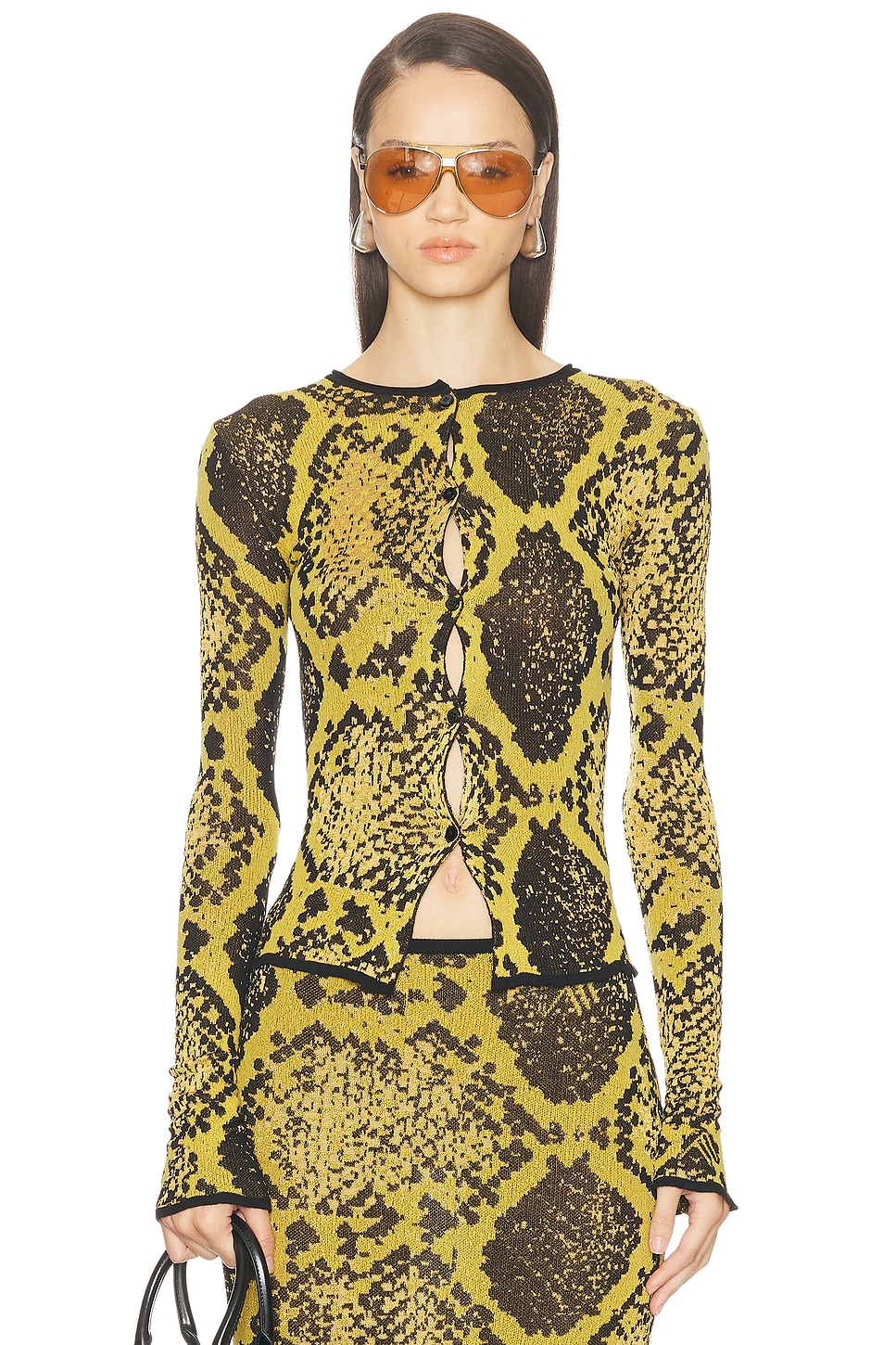 Image 1 of THE ATTICO Python Cardigan in Yellow & Black