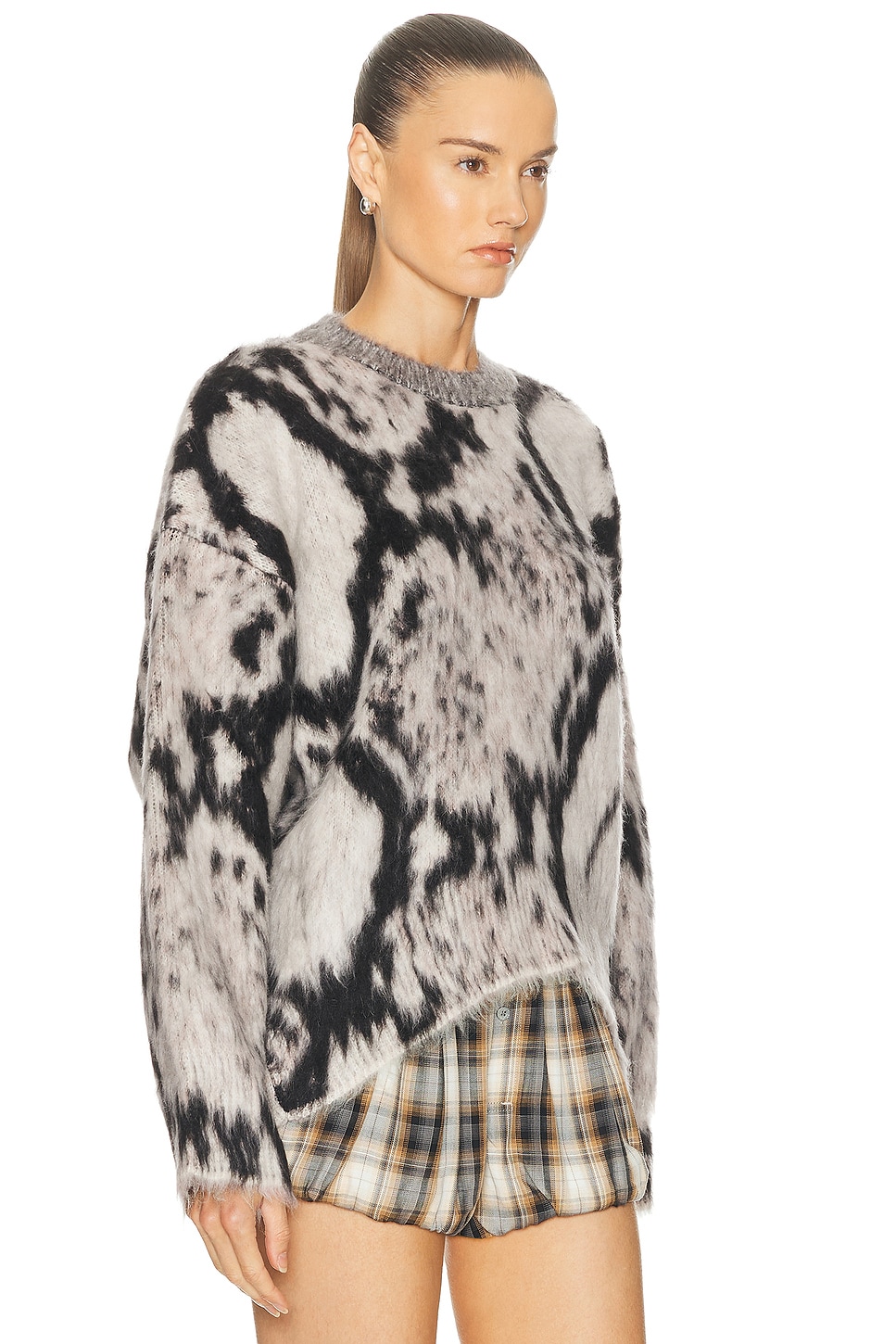 Attico Cropped Python Print Sweater In Multi