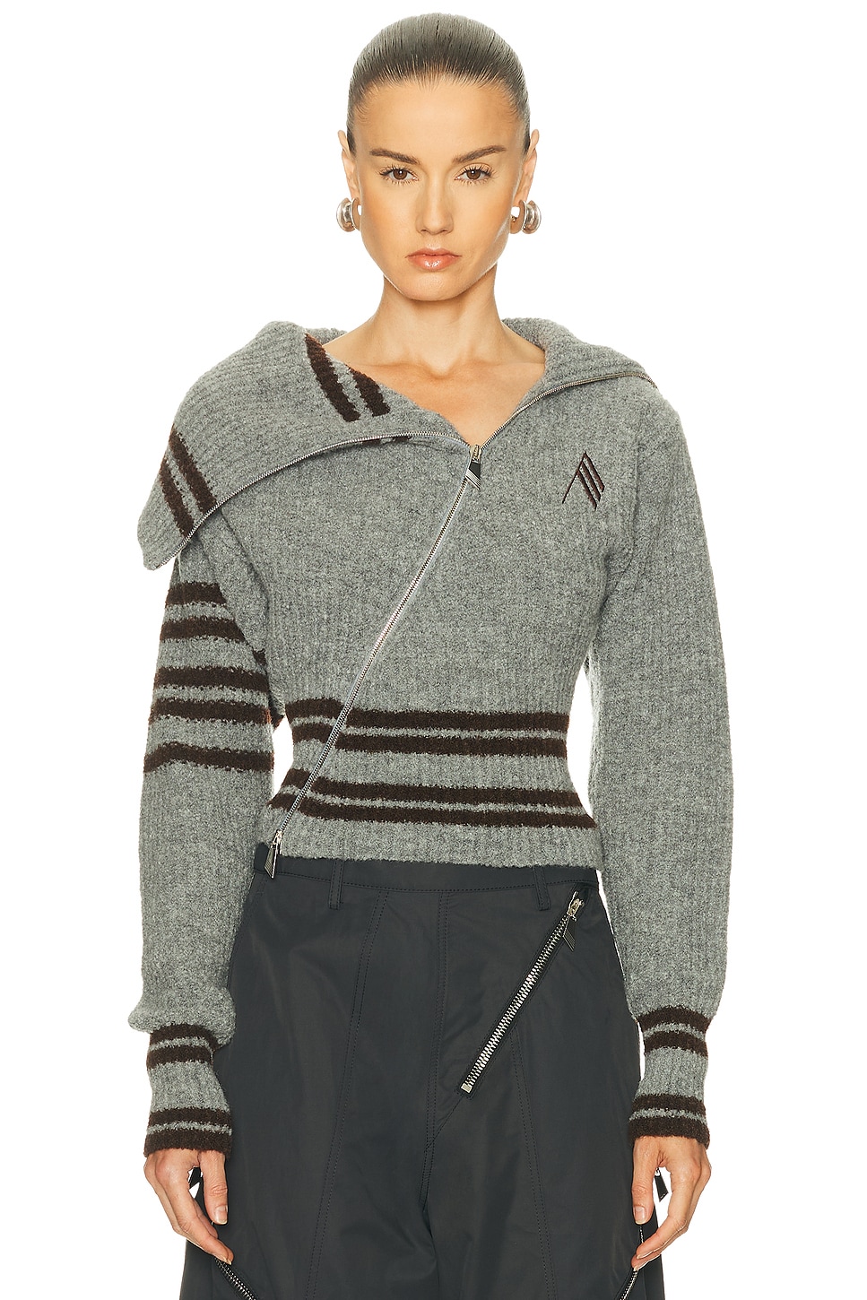 Attico Geometric Cardigan In Gray