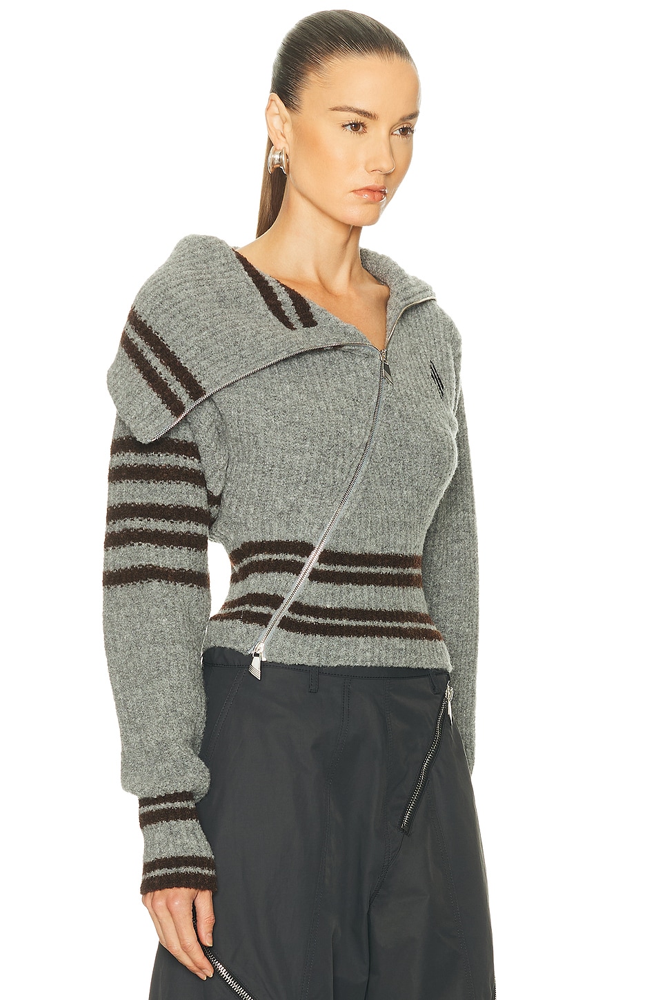 Attico Geometric Cardigan In Gray