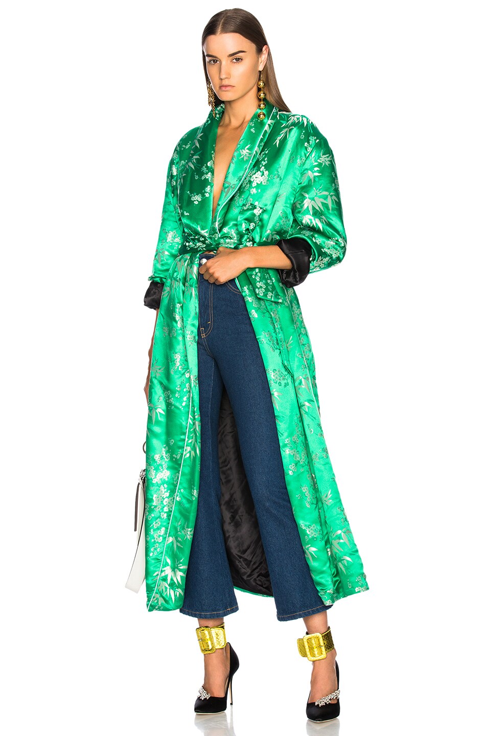 THE ATTICO Jacquard Robe in Green | FWRD