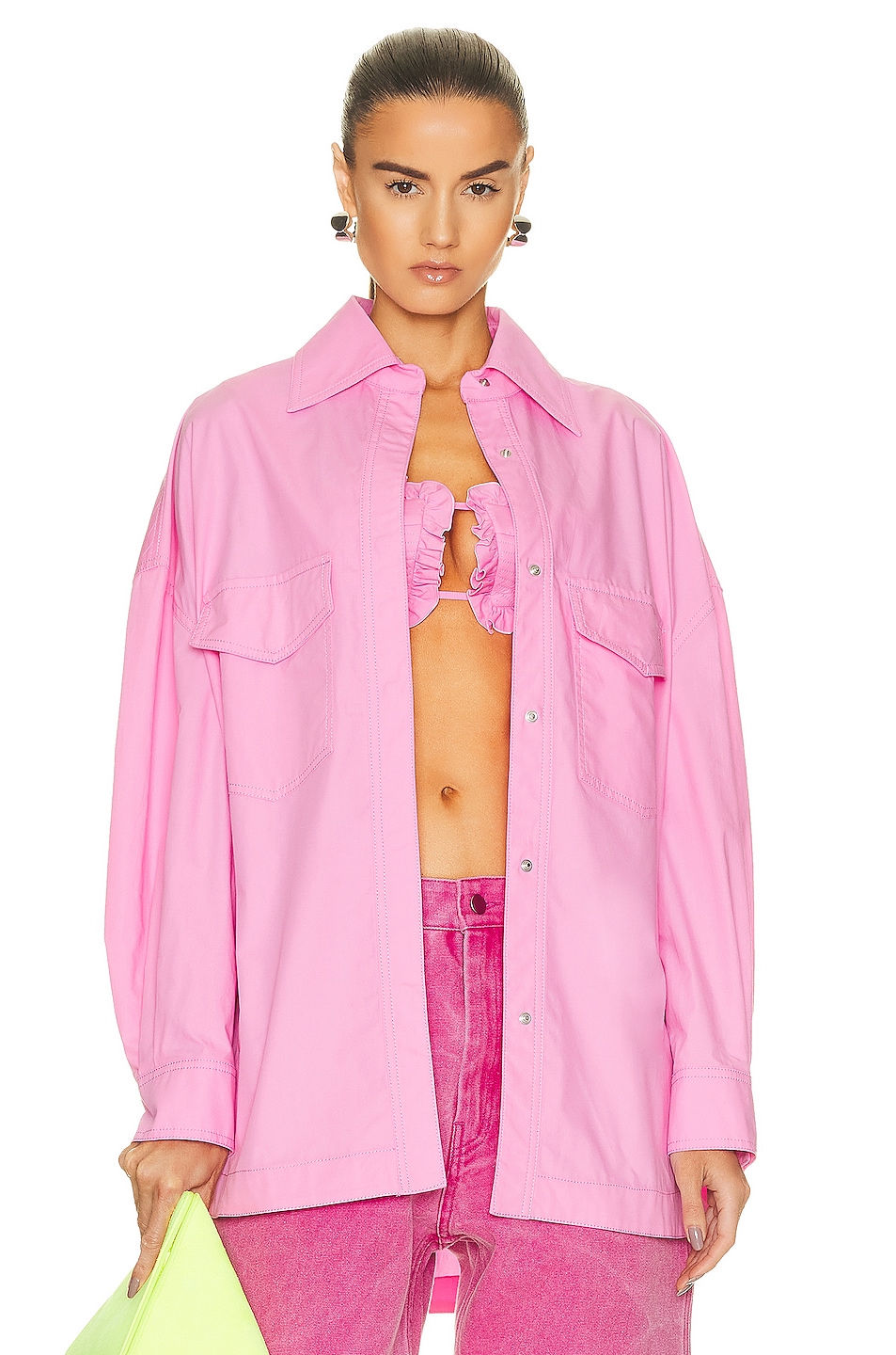 Image 1 of THE ATTICO Short Coat Shirt in Neon Pinki