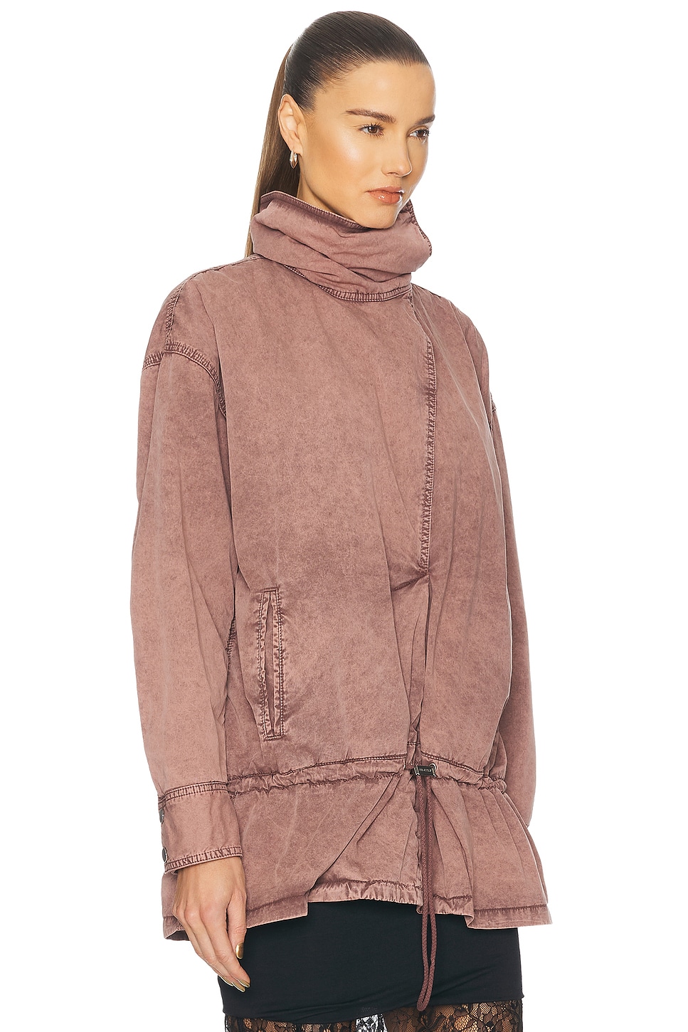 Attico Drawstring Bomber Jacket In Washed Mauve