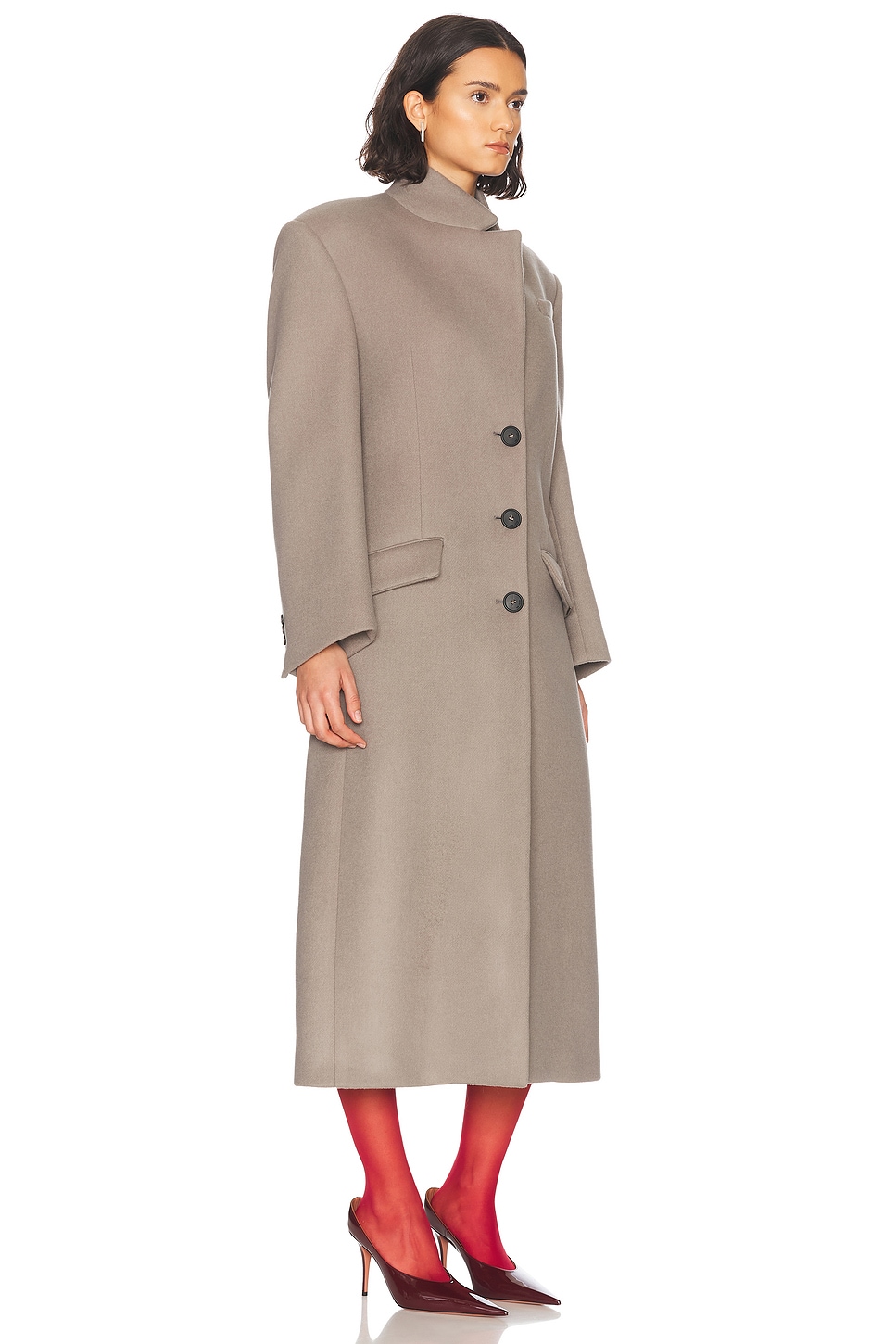 Attico Gray Long Coat In Grey