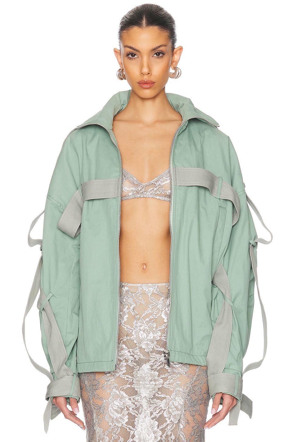Image 1 of THE ATTICO Bomber Jacket in Sage Green