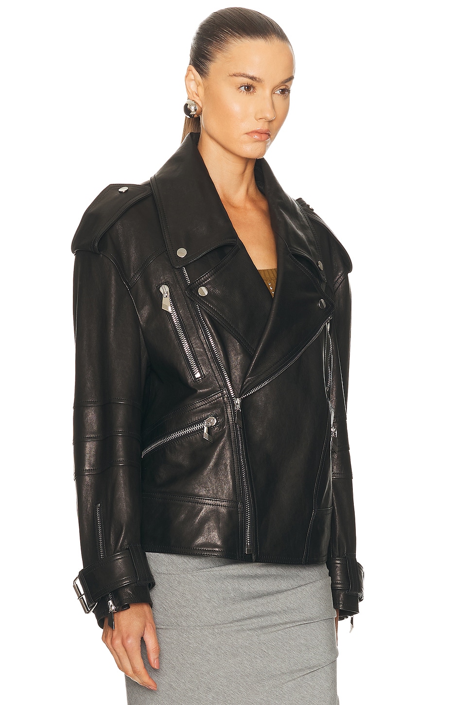 THE ATTICO Leather Bomber Jacket