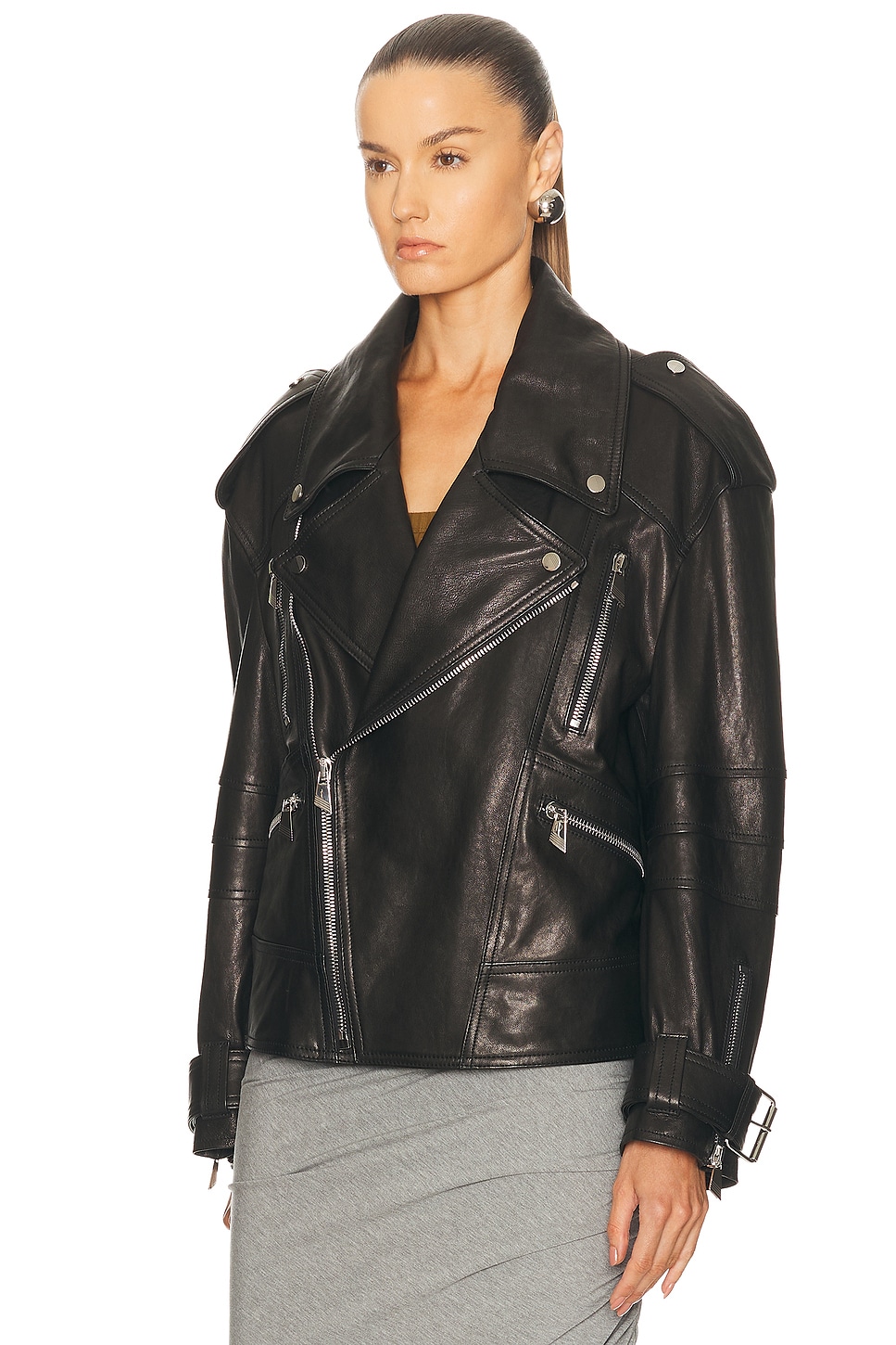 THE ATTICO Leather Bomber Jacket
