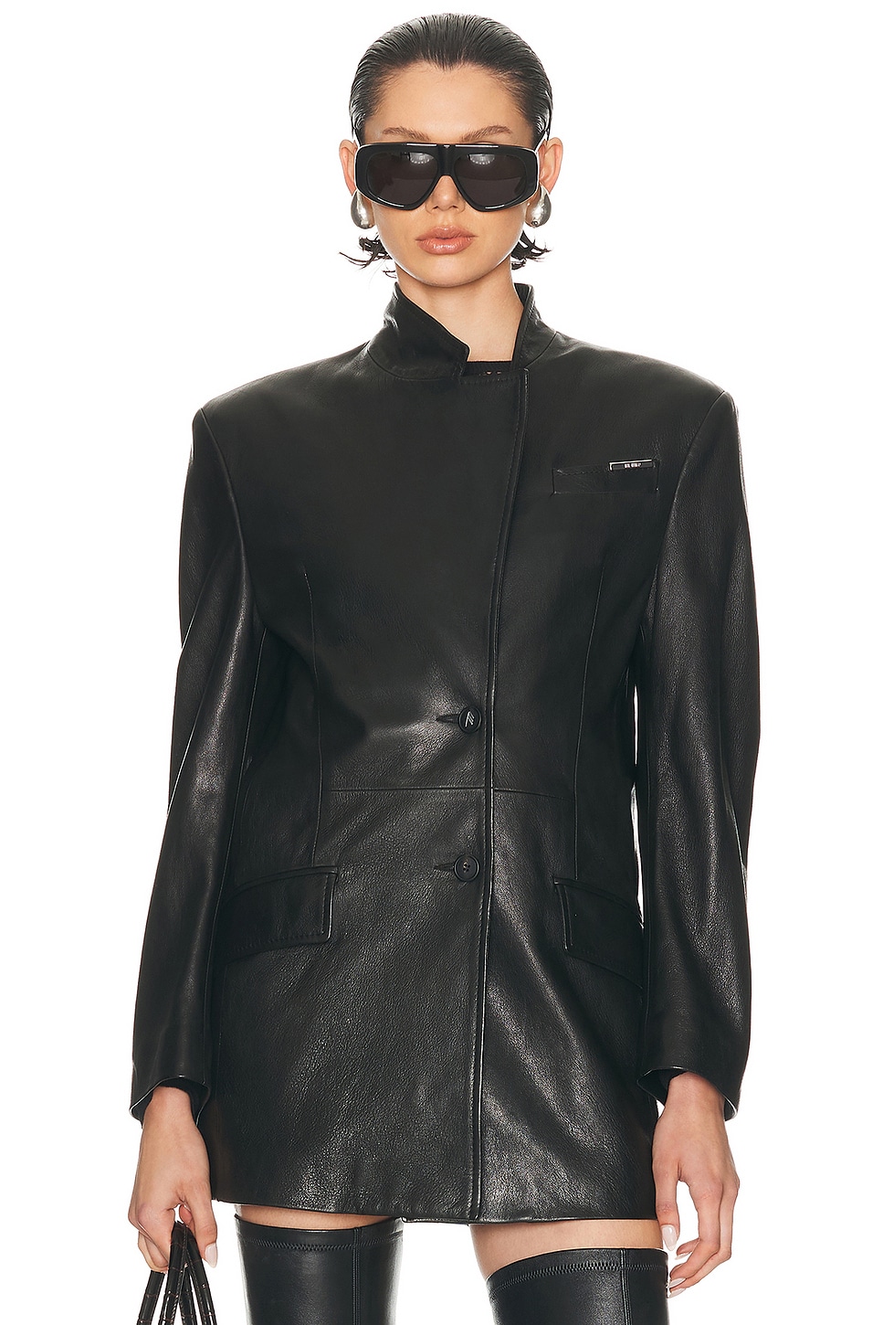 Image 1 of THE ATTICO Leather Jacket in Black