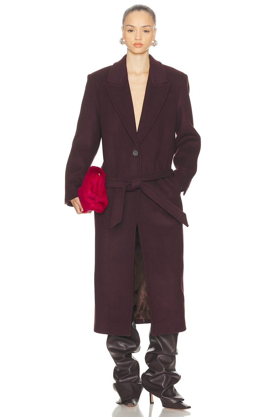 Image 1 of THE ATTICO Long Coat in Burgundy