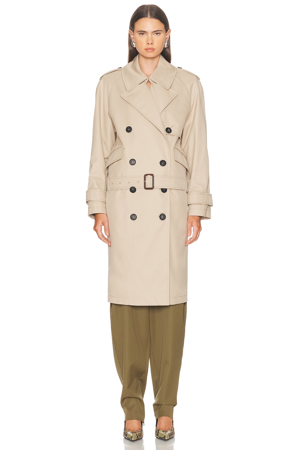 Attico Trench Coat In Neutral
