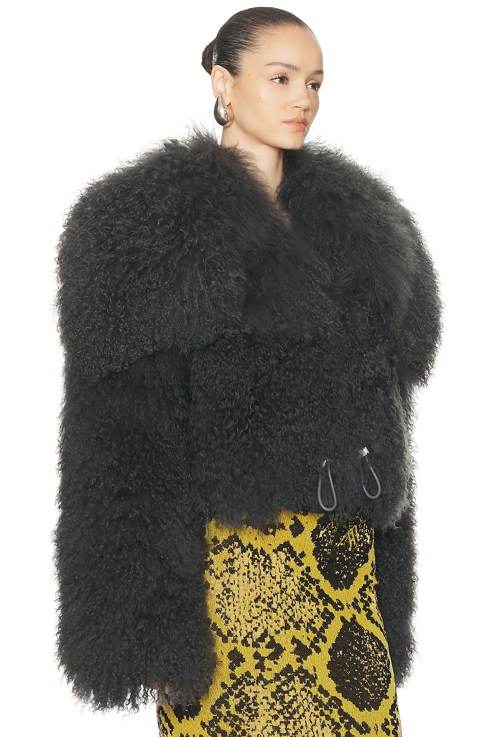 Attico Fur Bomber Jacket In Gray
