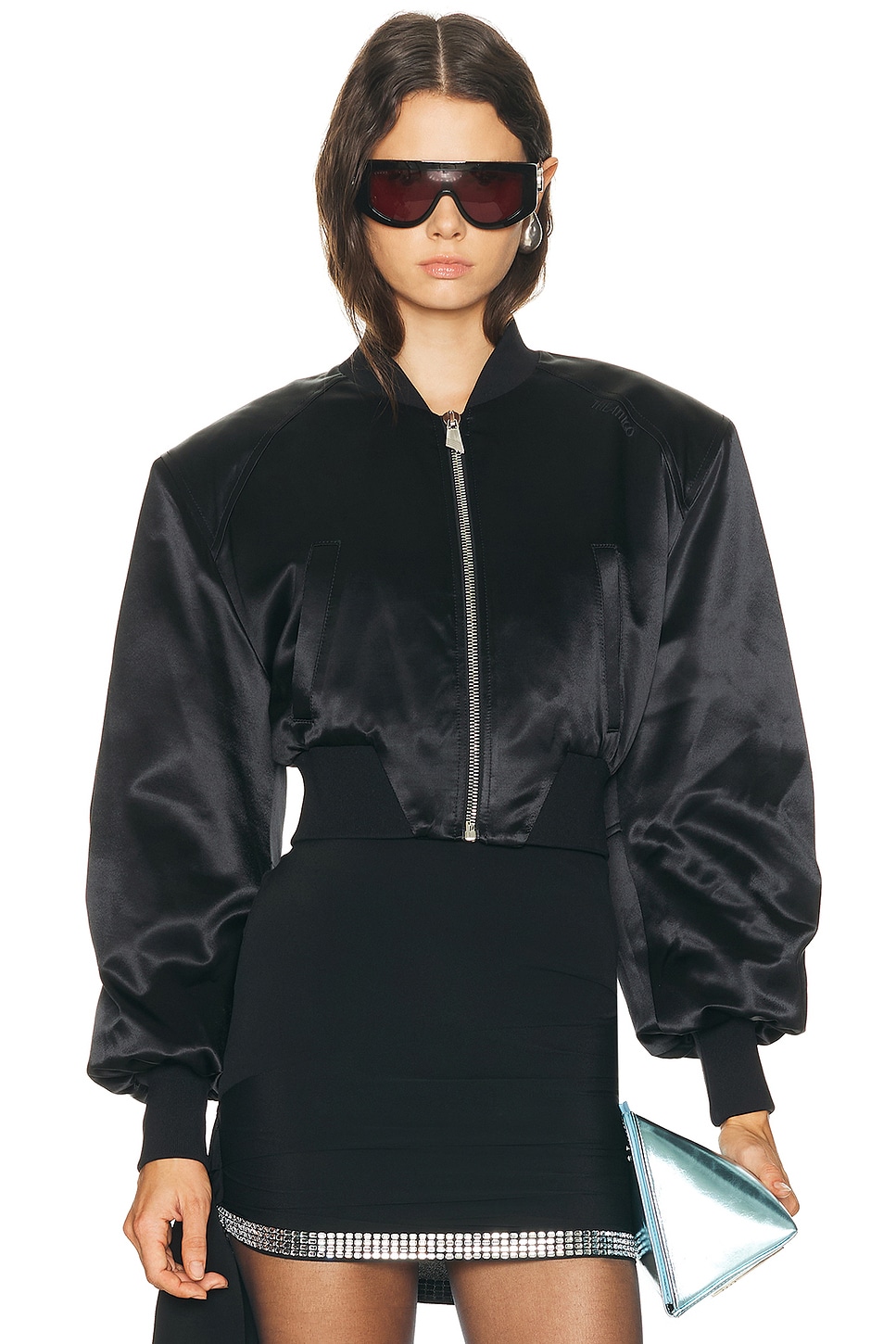 Image 1 of THE ATTICO Cropped Bomber Jacket in Black