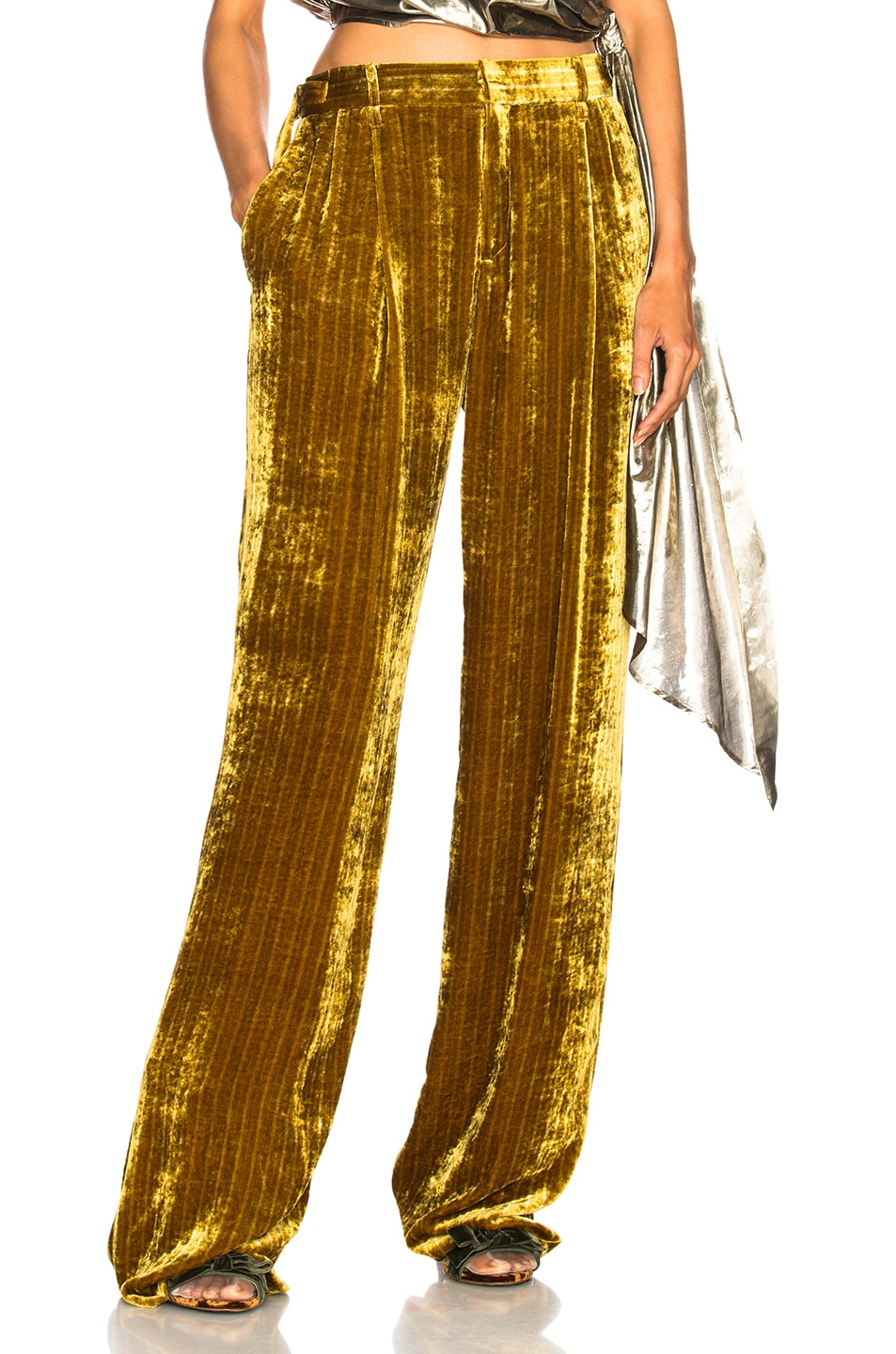Image 1 of THE ATTICO Caterina 3 Velvet Trousers in Gold
