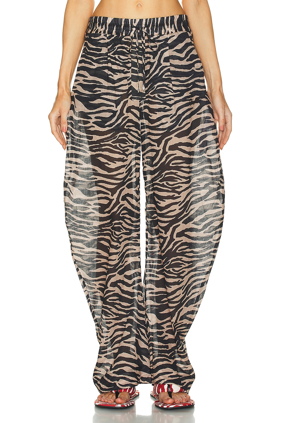 Image 1 of THE ATTICO Zebra Printed Long Pant in Cappuccino & Black