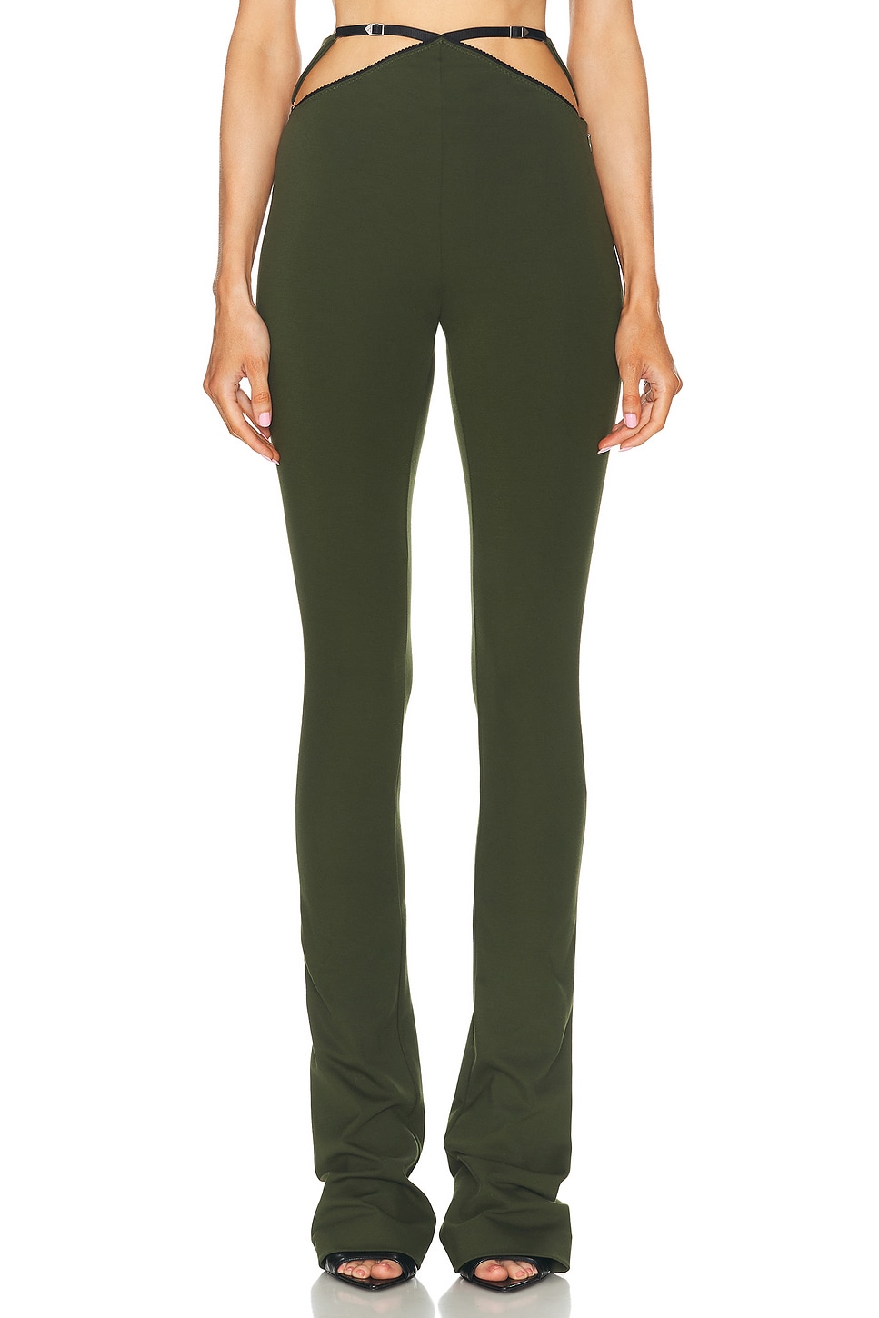 Image 1 of THE ATTICO Cut-out Flare Pant in Military Green
