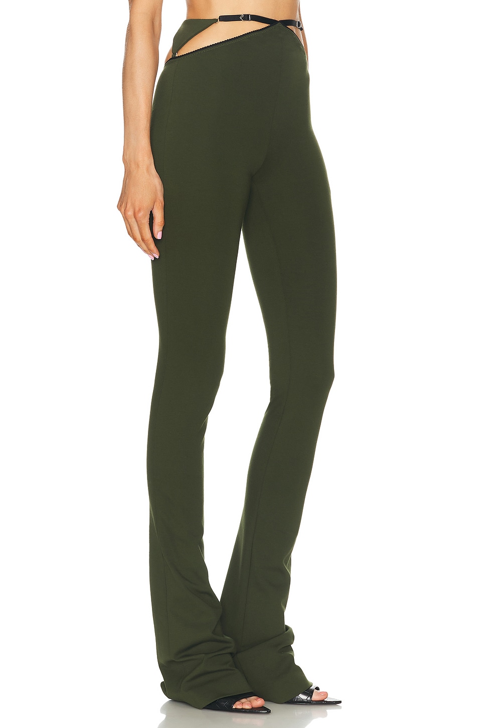 Shop Attico Cut-out Flare Pant In Military Green