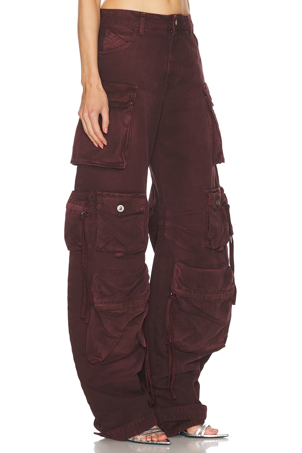 Shop Attico Fern Long Cargo Pant In Red & Burgundy