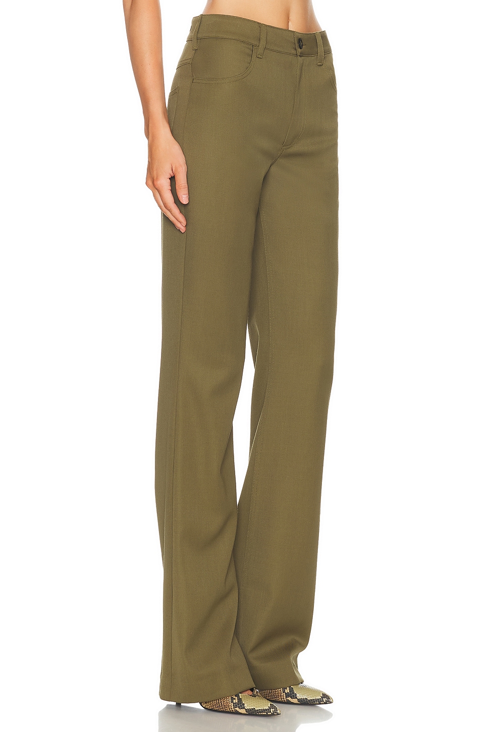 Attico Military Green Wool Gabardine Trousers In Green