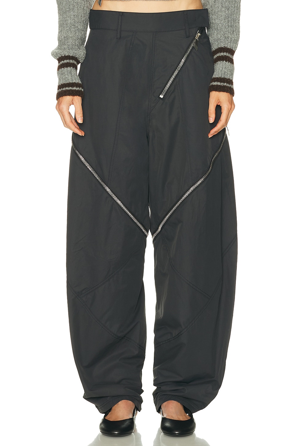 Attico Zipper Long Pant In Black