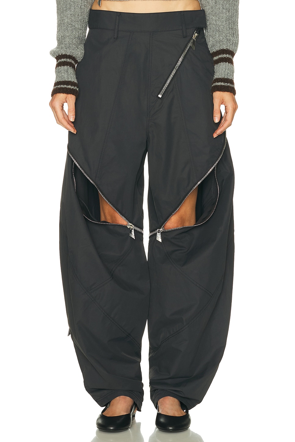 Attico Zipper Long Pant In Black