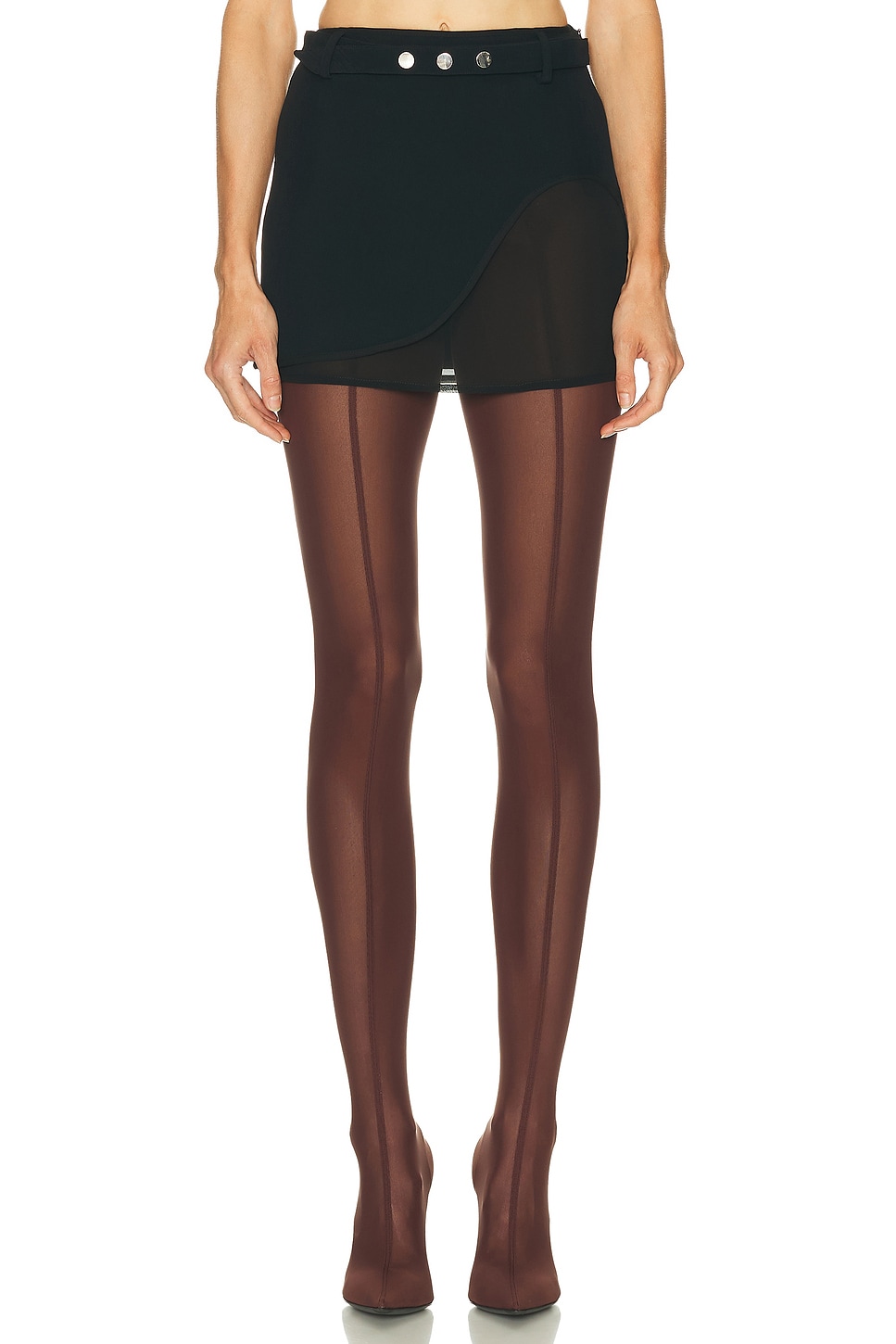 Attico High Cut Mini Skirt In Black