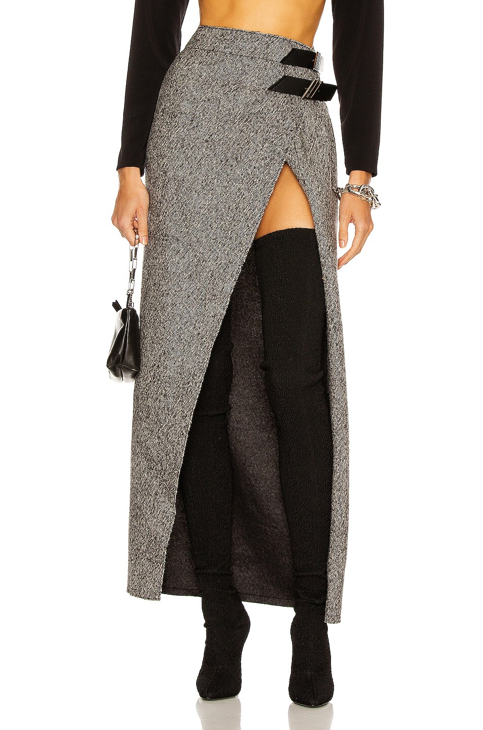 Image 1 of THE ATTICO Wrap Midi Skirt in Grey