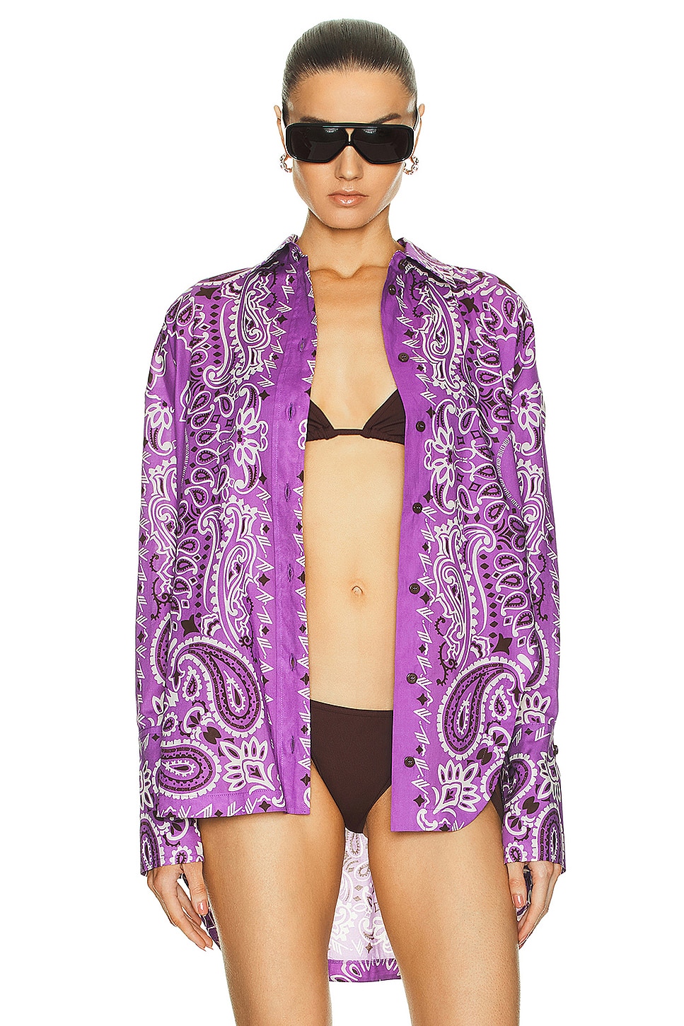 Image 1 of THE ATTICO Bandana Printed Top in Violet, Brown, & White