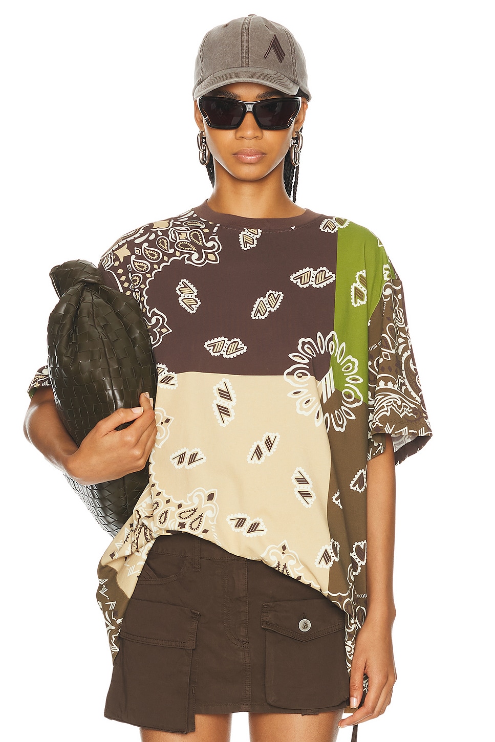 Image 1 of THE ATTICO T Shirt in Green, Brown, & Beige