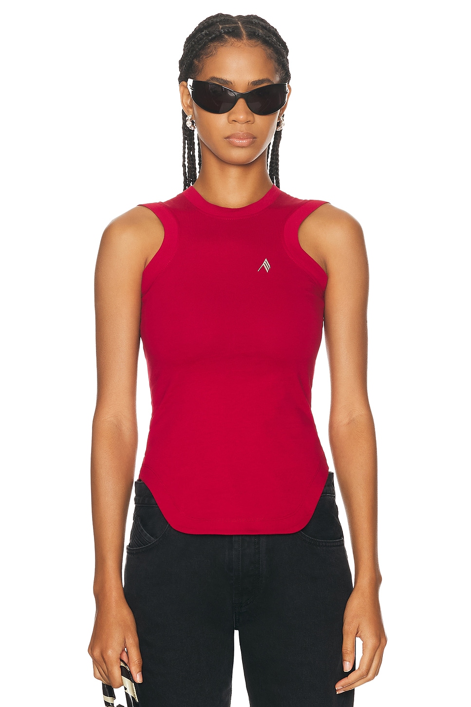 Shop Attico Reese Tank Top In Vibrant Red