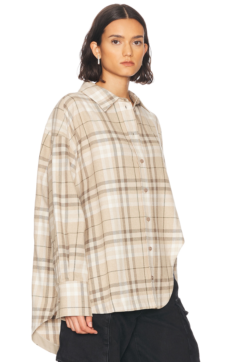 Attico Beige Check Shirt In Beige