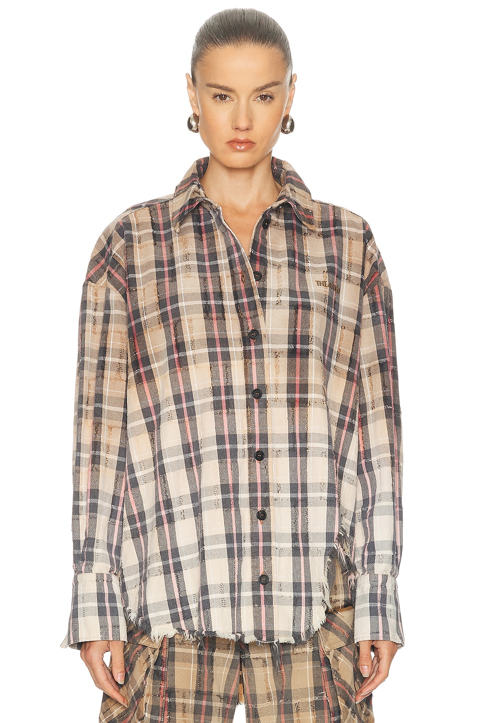 Image 1 of THE ATTICO Flannel Shirt in Beige & Black