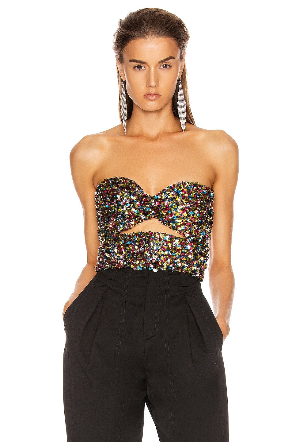 Image 1 of THE ATTICO Sequin Strapless Top in Multicolor