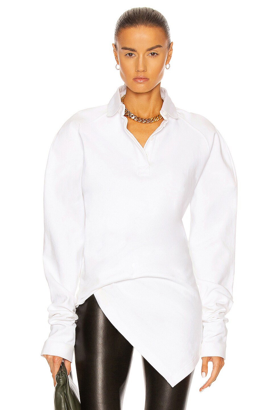 Image 1 of THE ATTICO Asymmetric Long Sleeve Top in Mastic
