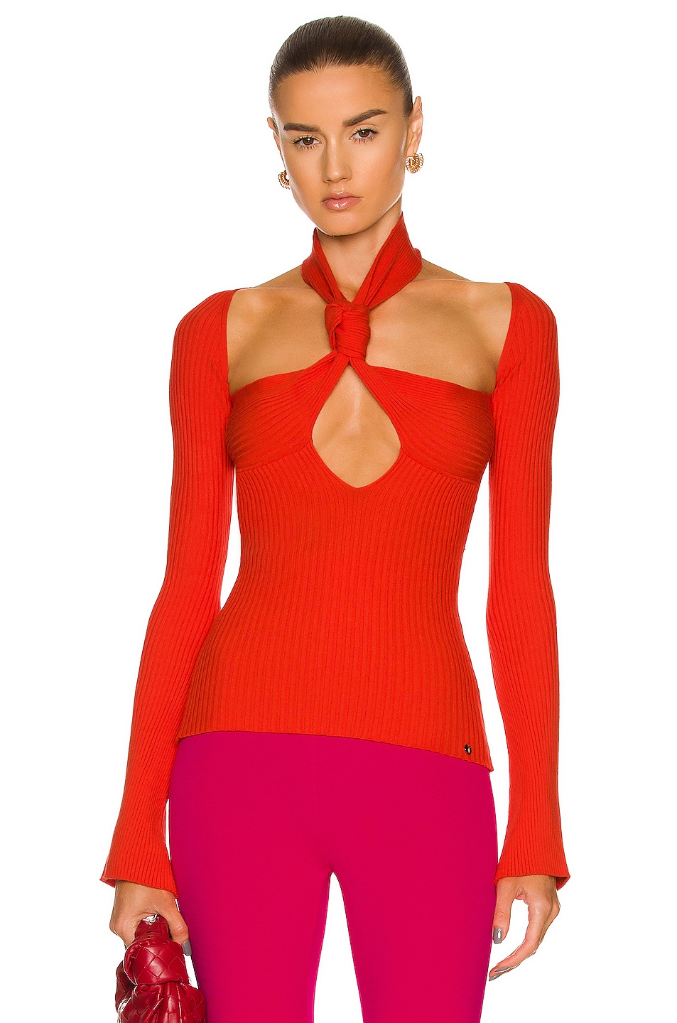 Image 1 of THE ATTICO for FWRD Long Sleeve Choker Top in Lobster