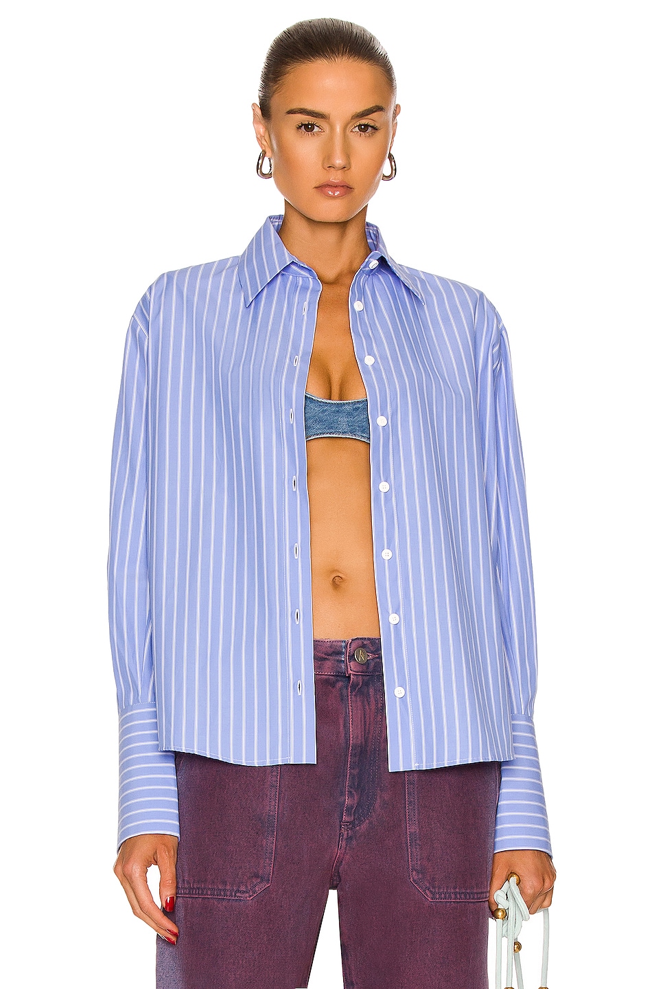 Image 1 of THE ATTICO Button Down Shirt in Light Blue & White