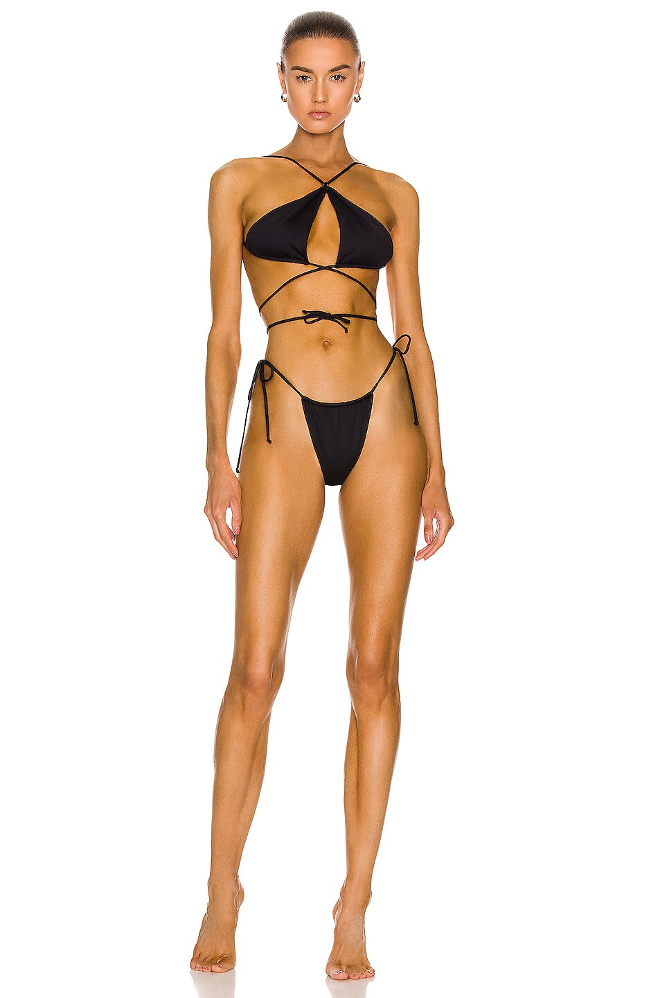 Image 1 of THE ATTICO Cross Front Bikini Set in Black