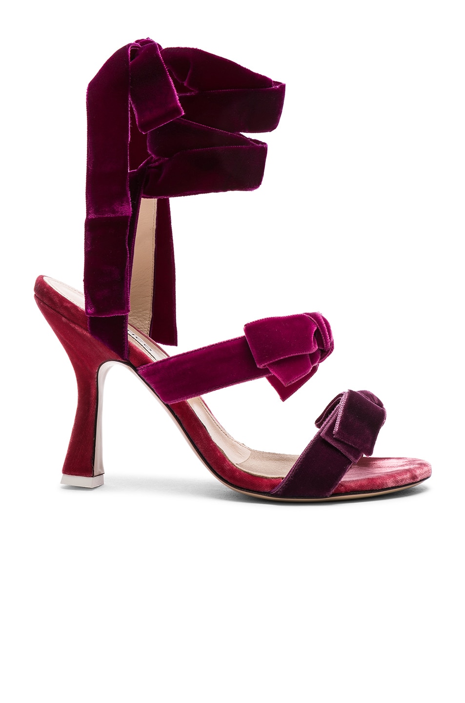 Image 1 of THE ATTICO Velvet Diletta Sandals in Pink