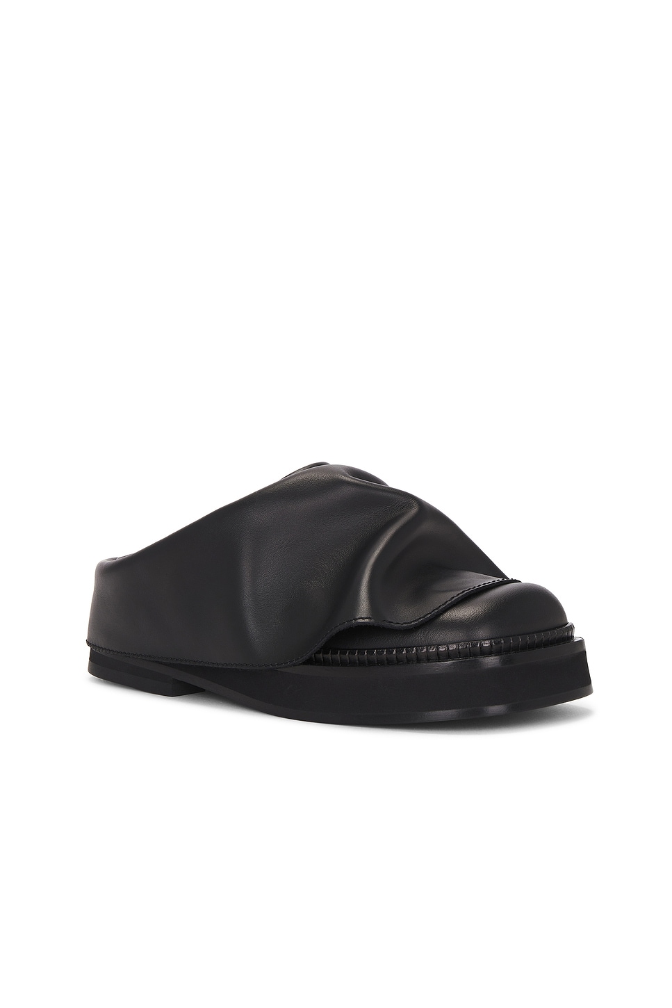 Attico Black Leather Mules In Black