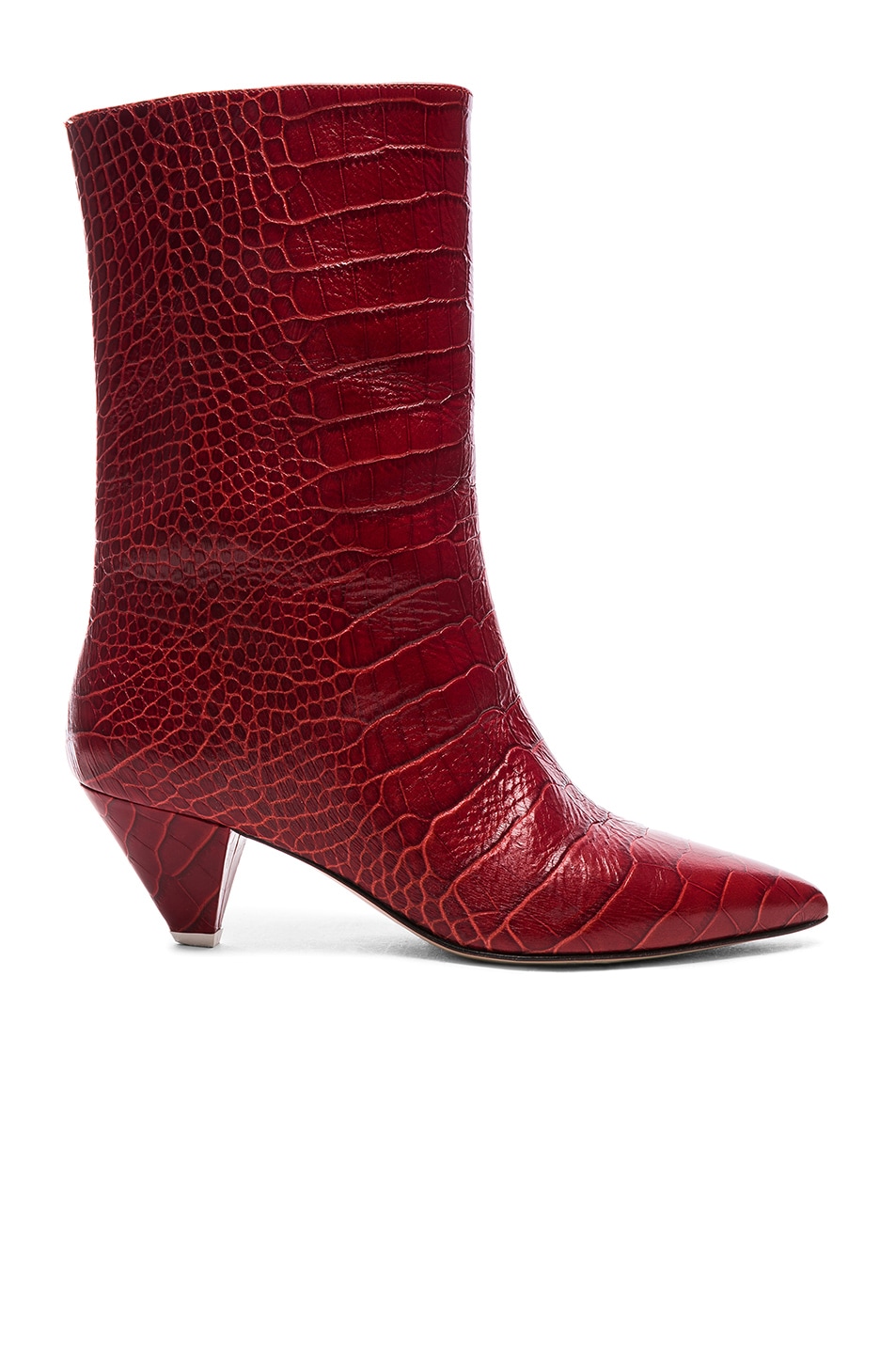 Image 1 of THE ATTICO Croc Embossed Sofia Boots in Red