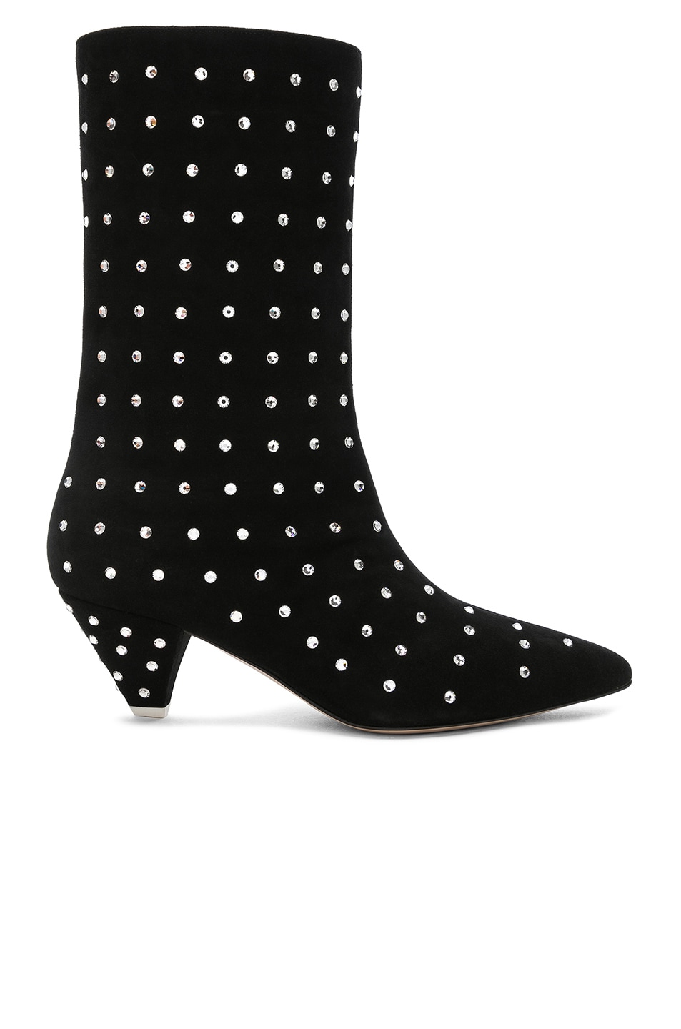 Image 1 of THE ATTICO Swarovski Embellished Suede Sofia Boots in Black & Crystal